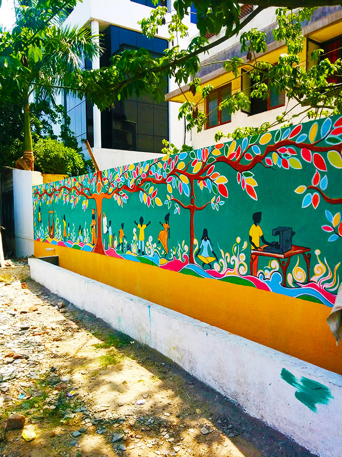 Front compound wall with mural painting